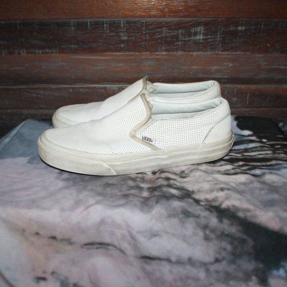 Slip On White Leather VANS  🌵 7.5 Women - Picture 13 of 14